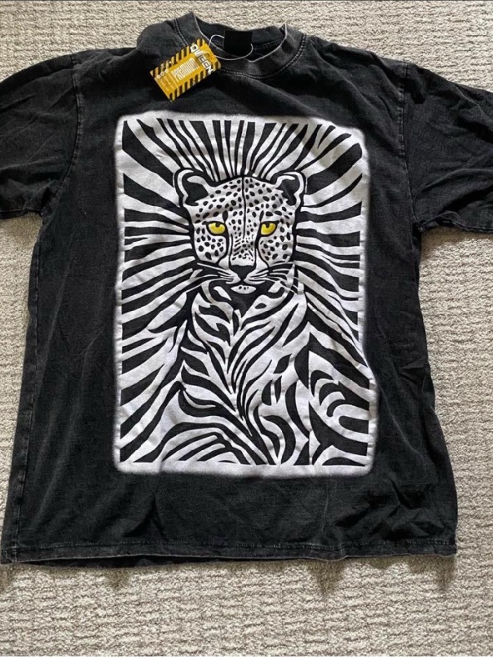 Black Graphic Leopard/ Eye Print Tee